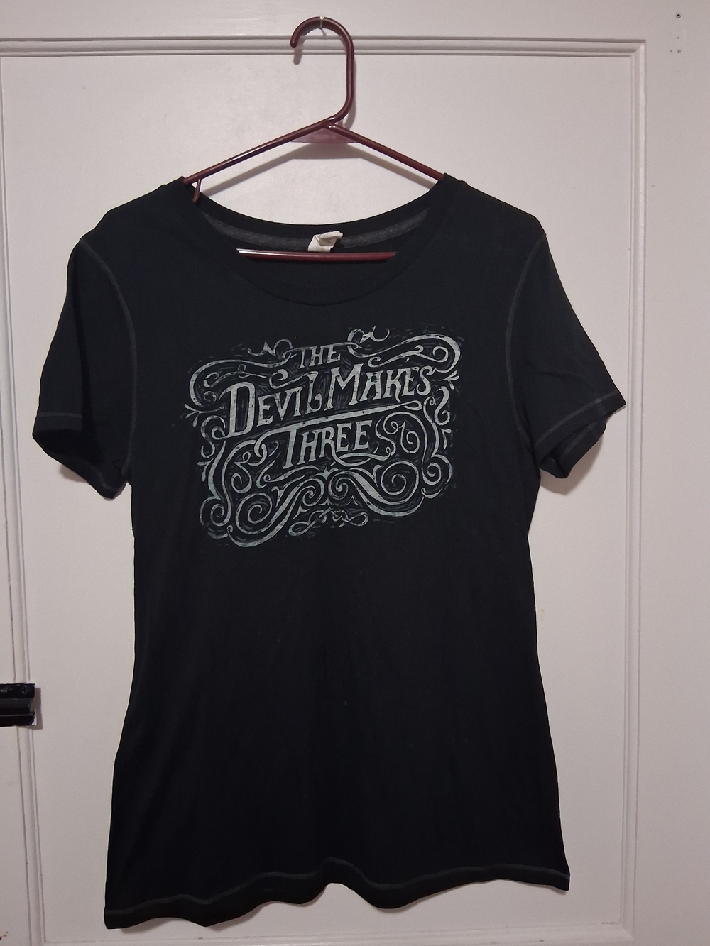 Women's Black Graphic Tee with 'The Devil Makes Three' Print